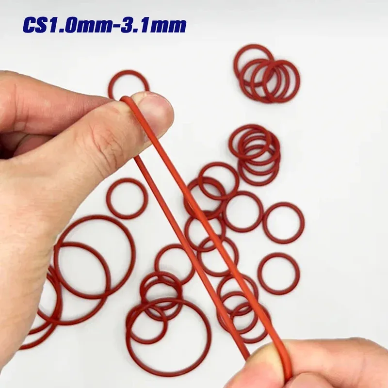 O Ring Gaskets Seal Silicone Red O-ring Sealing Kit Oil Resistant O-rings Rubber Oring High Temperature VMQ Washer CS1.0mm-3.1mm