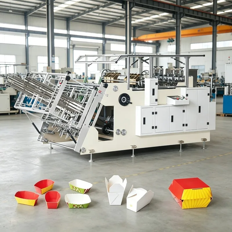 High Speed Automatic Paper Lunch Box Making Machine 40-80pcs/min Burger Box Forming Equipment CE Certified Food Packaging Machin