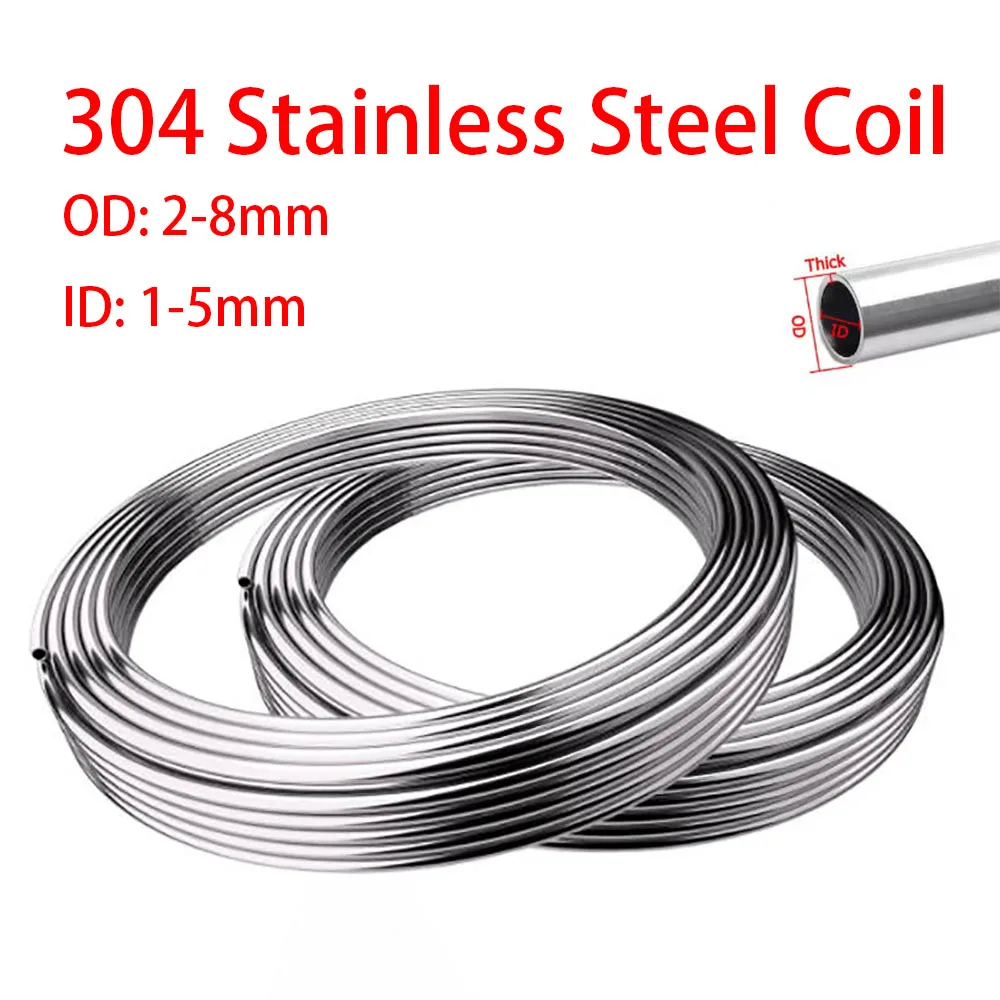 304 Stainless Steel Tube Coil Instrument Tube Air Conditioning Refrigeration Capillary Tube 1M-10M OD2-8mm
