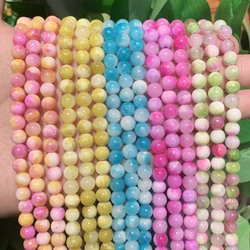 Pink White Persian Jades Natural Stone Bedas for Jewelry Making Loose Round Beads Handmade DIY Necklace Bracelet Accessories 15'