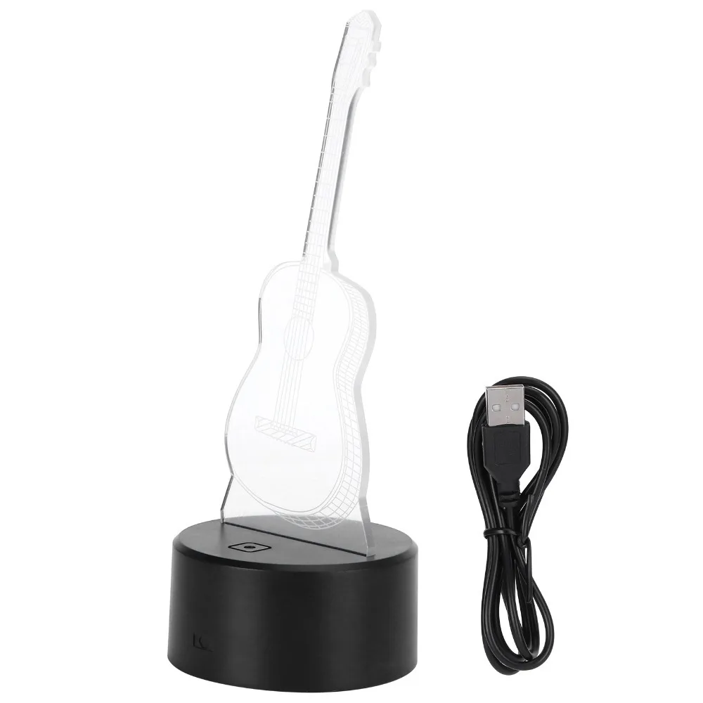 

Modern 3D Guitar Night Light 7 Colors Changing USB Powered LED Night Light Touch Switch 5V Nightlight Home Decoration