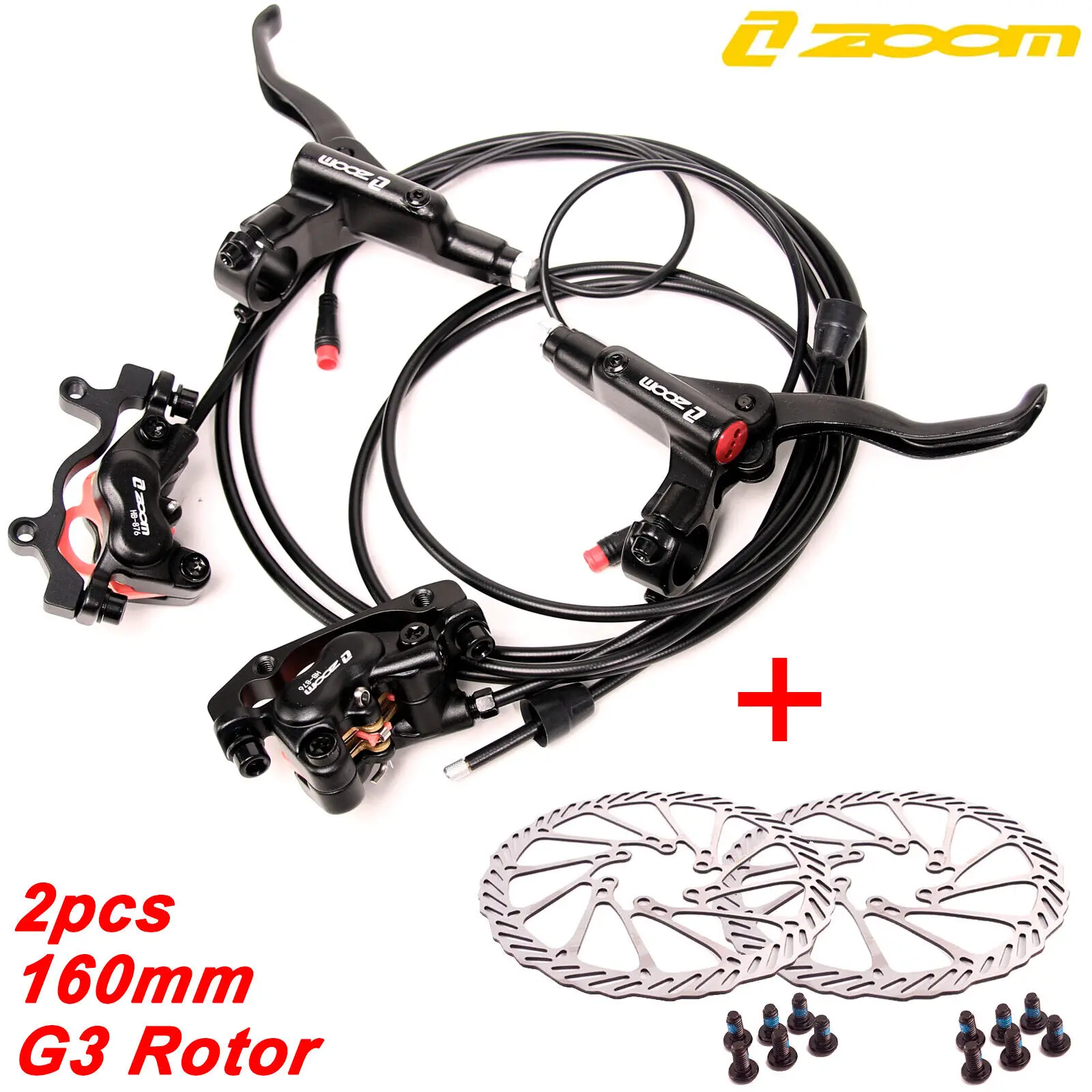 ZOOM MTB 4 Piston Hydraulic Disc Brake 160mm Float Rotors Bicycle Oil Brake Set Electric Bike Scooter Hydraulic Disc Brake Set