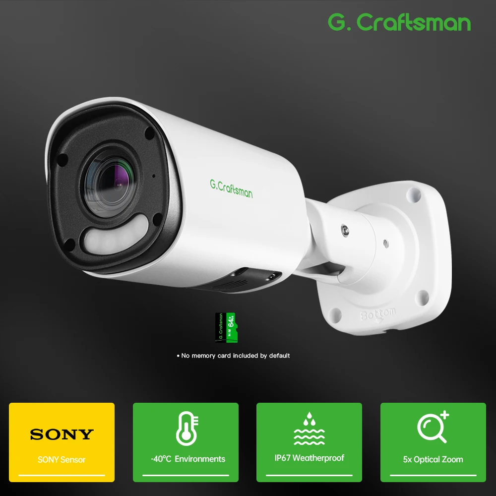 CX,6MP,POE,IP Camera,2.8~12mm 5X Optical Zoom,Audio,TF Card,Motion/Warning,CCTV Security Surveillance Metal GX-YURVD-M6S