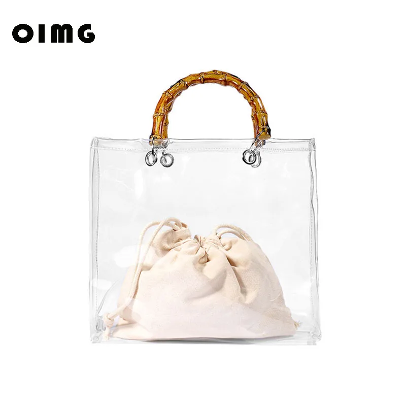 2023 Clear Tote Bag Stadium Approved Transparent Women Casual Handbag Luxury Brand Unique Designer Purses Makeup Shopping Beach