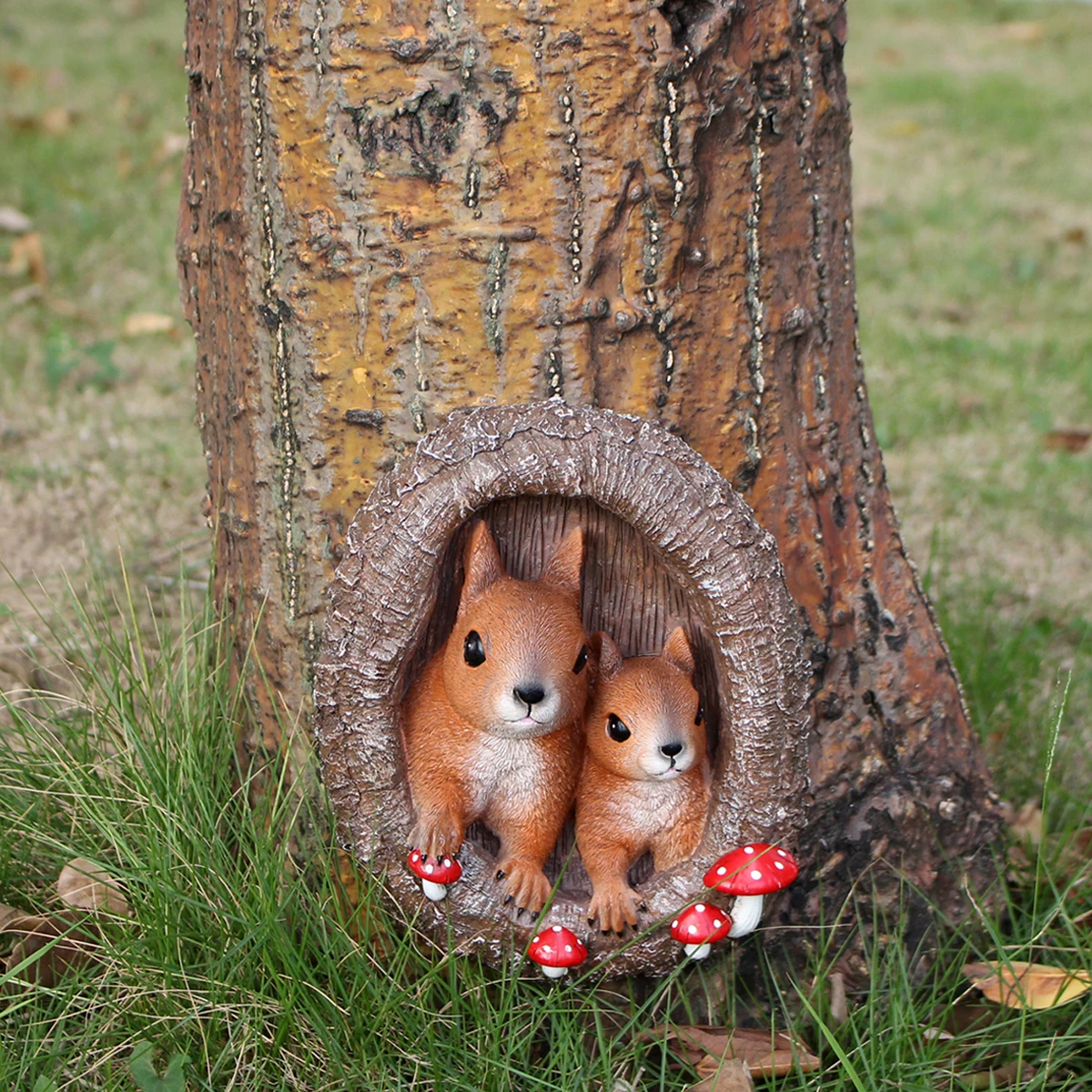 1 Tree Hole Parent Child Squirrel Tree Hanging, 3D Animal Tree Hanging, Home Wall Hanging, Resin Crafts