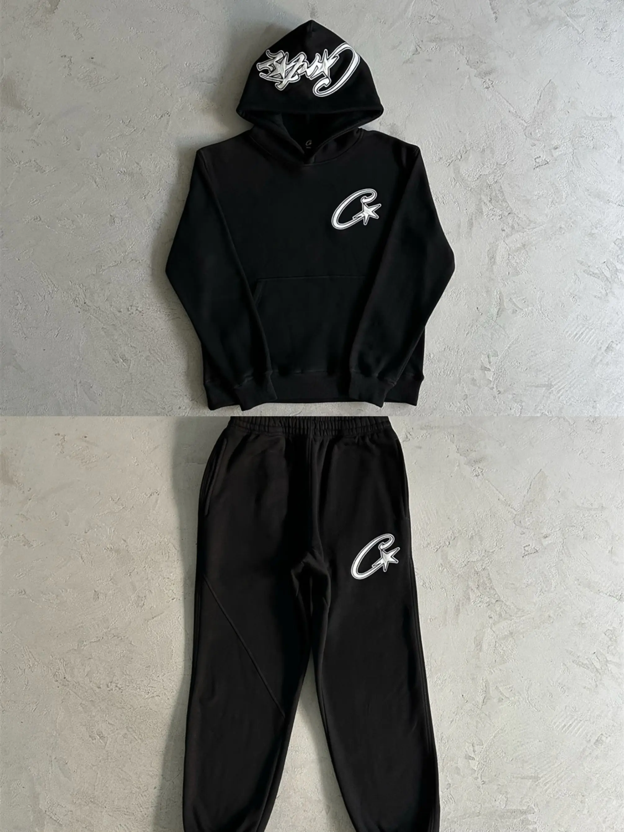 

Спортивный костюм Bla: худи с длинным рукавом и вышитой нашивкой C Star, модные уличные хлопковые брюки, осенняя коллекция