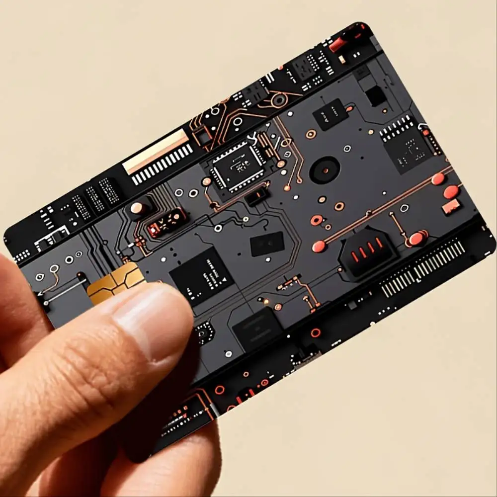 Black Circuit Board Tech Style Credit Card Skin Sticker Bubble Free PVC Decal For EBT Debit Transit Small Chip Cards