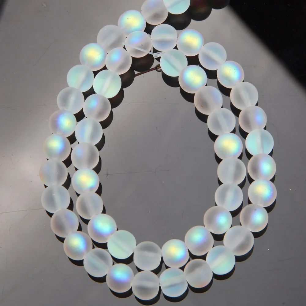 4/6/8mm Shiny Glass Beads Frosting Transparent Round Bead for Jewelry Making Bracelets Beaded Necklace DIY Accessories Wholesale