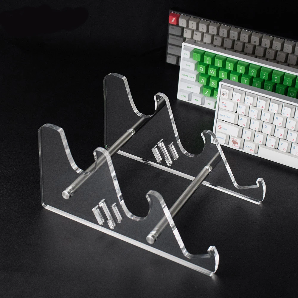 3 Tiers Display Keyboard Holder Transparent Acrylic Keyboard Stand Computer Mechanical Keyboard Rack Storage Detachable Holder