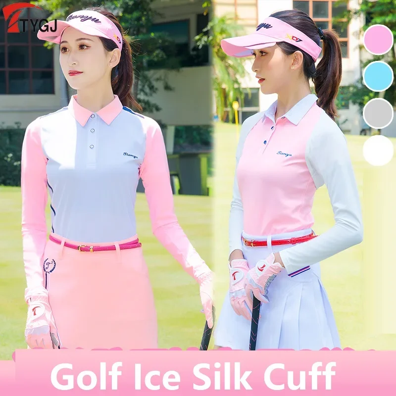 Women Golf Sunscreen Sleeves Summer Anti-UV Clothing for Outdoor Activity Ladies Shawl Cuff Gloves Golf Shawl Sleeves Ice Silk