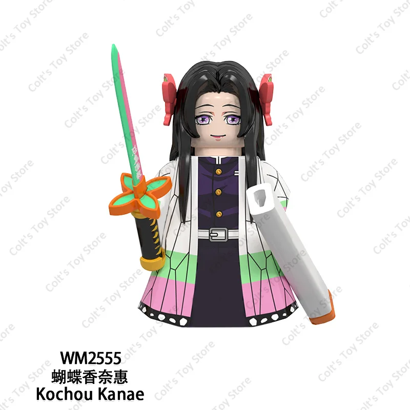 Hot Anime Mini Action Figure Building Blocks Demon Slayer Tanjirou Inosuke Nezuko Zenitsu Kanawo Kyoujurou Akaza Model Doll Toys