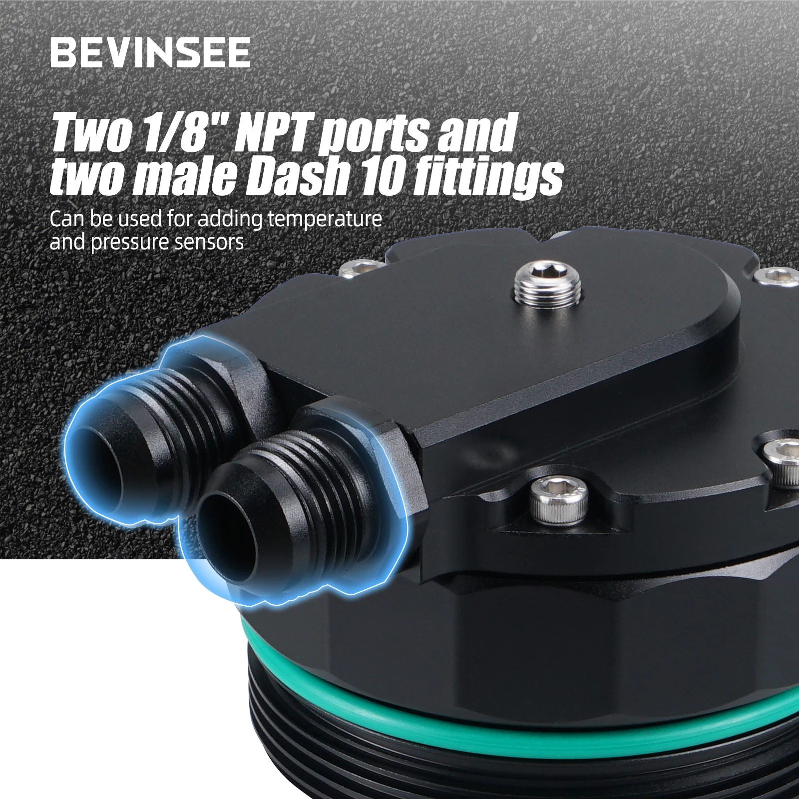 BEVINSEE Oil Filter Lid (Cap) w/ Oil Cooler Fittings & 2 Sensor Ports For BMW M52 M54 M56 E46 E39 E60 E61 X3 X5 Z3 Z4 328i 325i