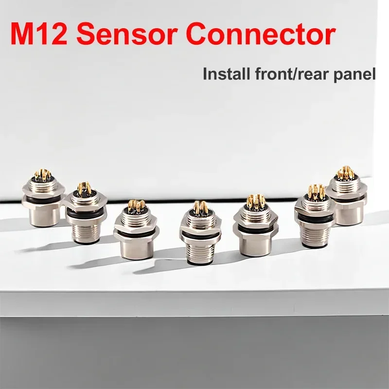 

5/10/100 Pcs M12 Install Front/rear Panel Circular Connectors Male Female Socket 4 5 6 8 17 Pins Weld Waterproof Ip67/68