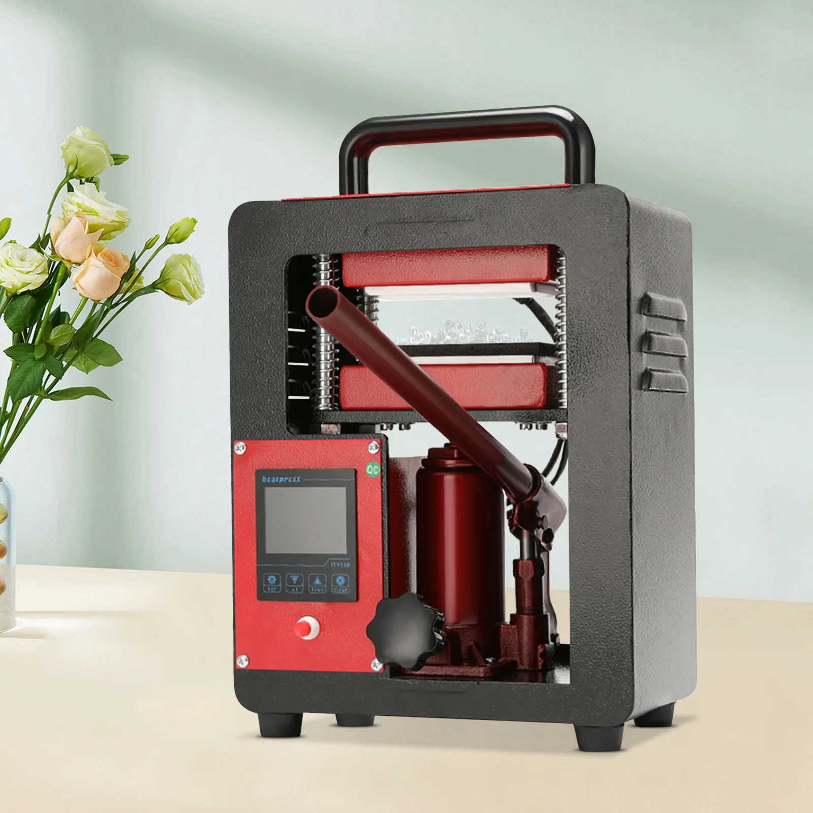 5 Ton Hydraulic Heat Press Machine, 900W Mini Hot Press Stamping Machine with 2.4'' X 4.7''Dual Heating Plate