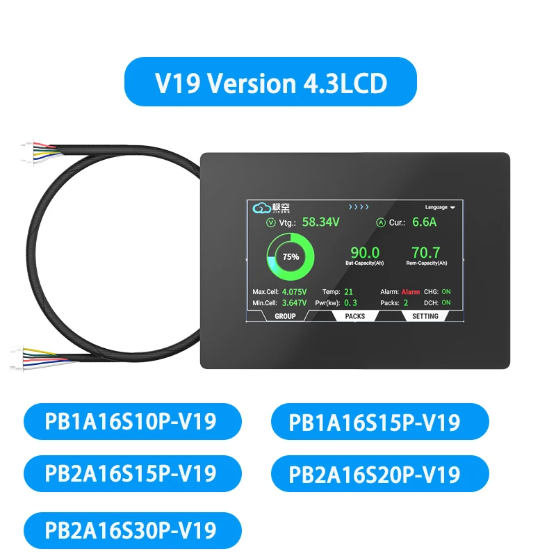 JKBMS Omvormer PB2A16S15P-V19 2A Actieve balans Smart BMS 8S 9S 10S 11S 12S 13S 14S 15S 16S 150A Li-ion LiFePo4 Huishoudelijke energie