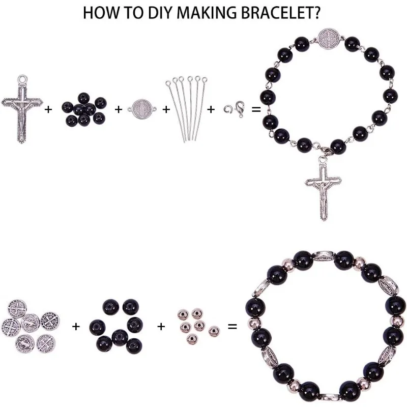 1 scatola fai da te 6Set vacanze di pasqua rosario elasticizzato con perline Kit per la creazione di braccialetti con perline incrociate Kit artigianale, senza nichel, istruzioni