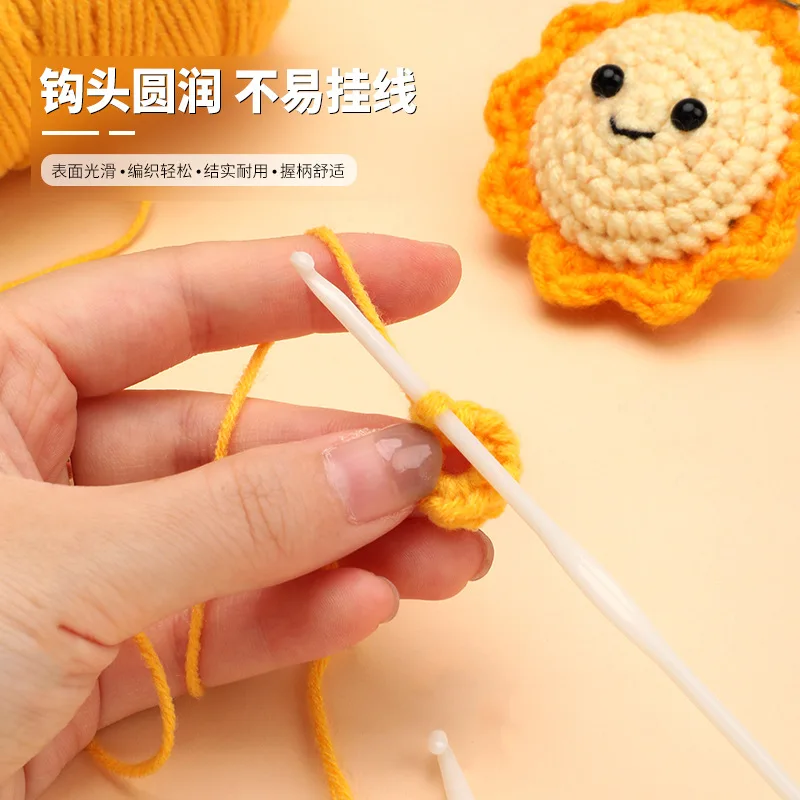 9pcs Set Jarum Rajut Plastik Putih Halus untuk Benang Renda Alat Kit Pemula Set Jarum Rajut