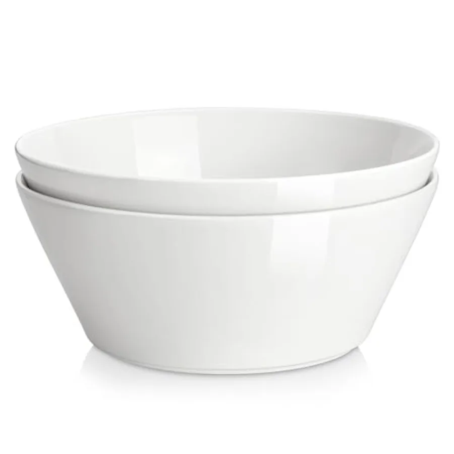 

Serving Bowls 105 OZ Large Salad Bowls Set of 2 Porcelain White Bowls for Kitchen Deep Bowls for Salad Soup Pho and Fruit Ceram