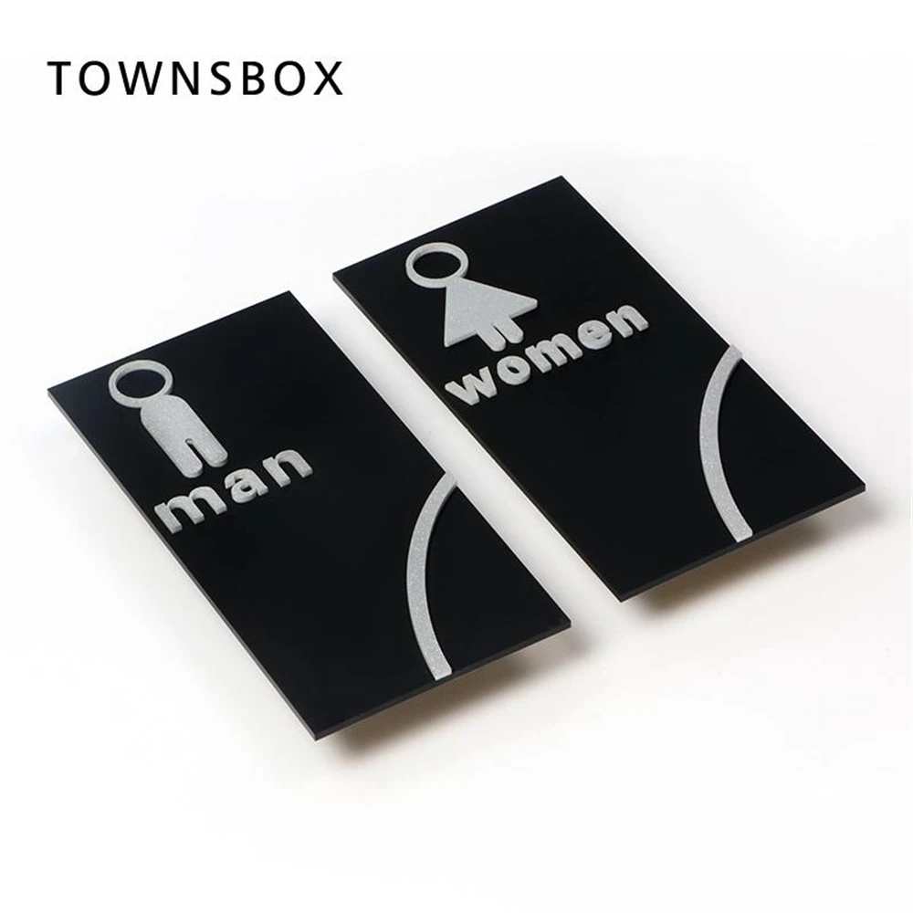 Floating 3d Wall Toilet Sign Board Toilet Sign Door Men Women Wash Room Wc Indicator Guide Plate Wall Mounted Signage Acrylic