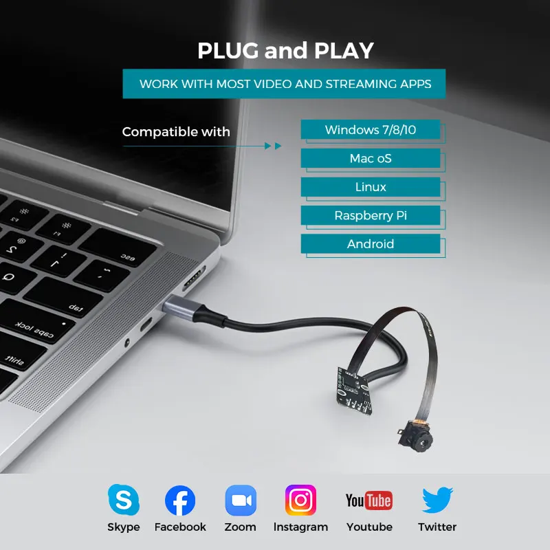 2MP USB وحدة كاميرا صغيرة مستشعر كوزم 1/4 1080P HD 30fps FOV 60 درجة بدون تشويه