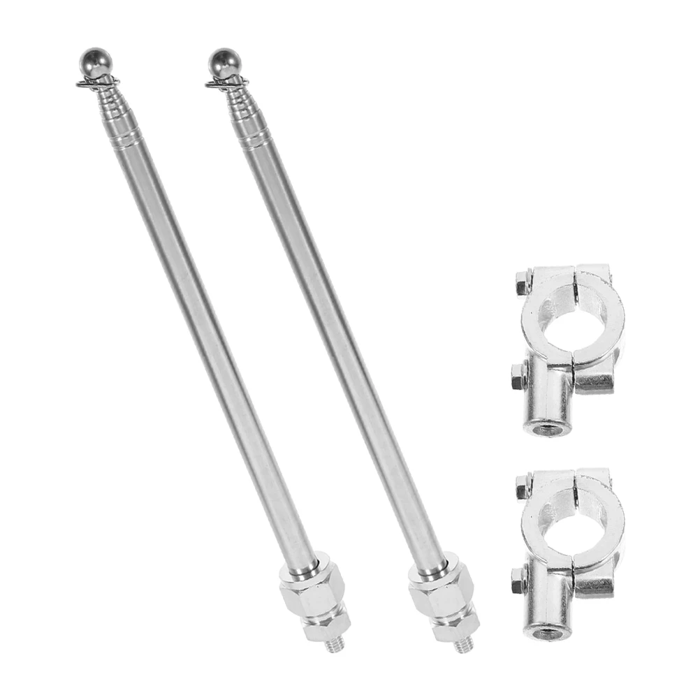 

2pcs Motorcycle Flagpole Bike Mount Silver Telescopic Adjustable Durable For Safety Bicycle Holder Flag Pole Adult Motorcycle