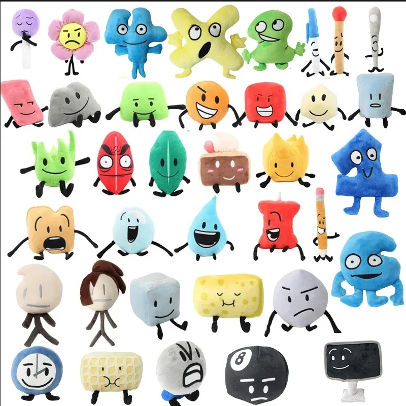 Anime Battle for Dream Island Plush Toys BFDI Plushie Dolls Leaf Fire Flower Water Drop Numbers Stuffed Figure Kids Gift