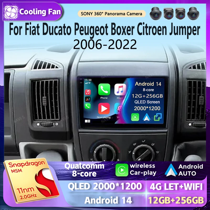 Android 14 For Fiat Ducato Peugeot Boxer Citroen Jumper 2006-2022 2K QLED Android Car Radio Multimedia stereo Player GPS CarPlay