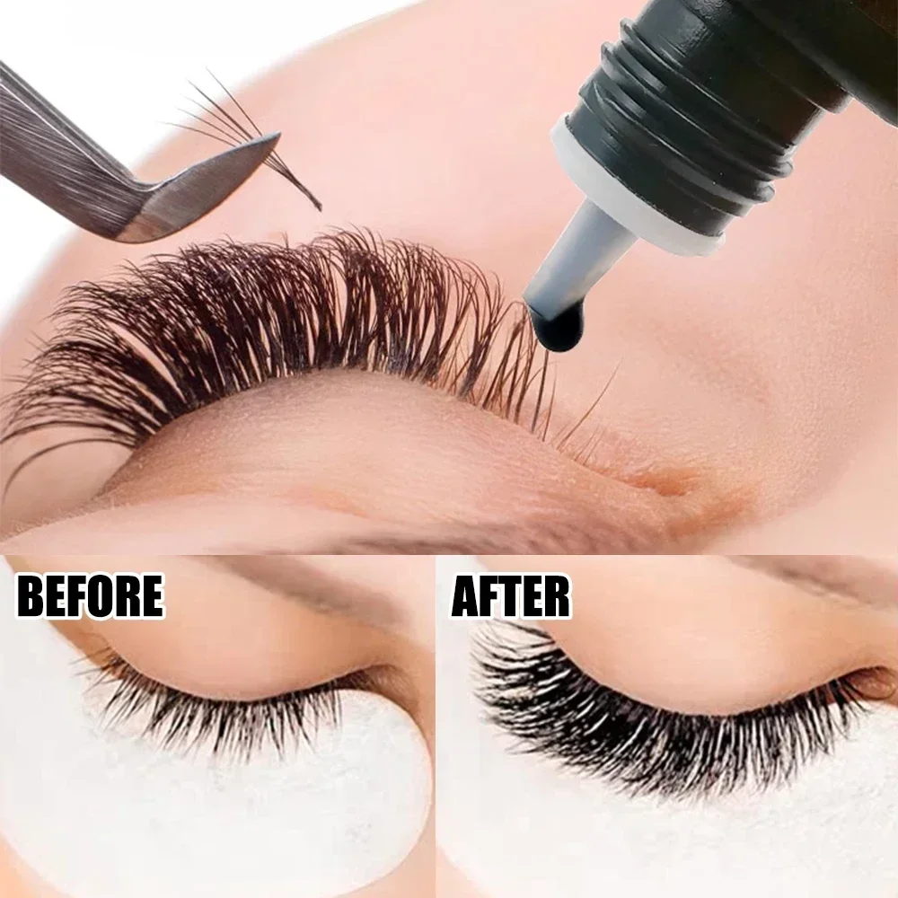 Quick Drying Eyelashes Extension Glue Waterproof Long Lasting No Irritant Black Adhesive Glue Lashes Professional Makeup Tools