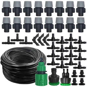 10-20M Sistema di irrigazione automatica per irrigazione Ugelli di nebulizzazione portatili Testa di spruzzo per tubo da giardino con connettore a T da 4/7mm per patio