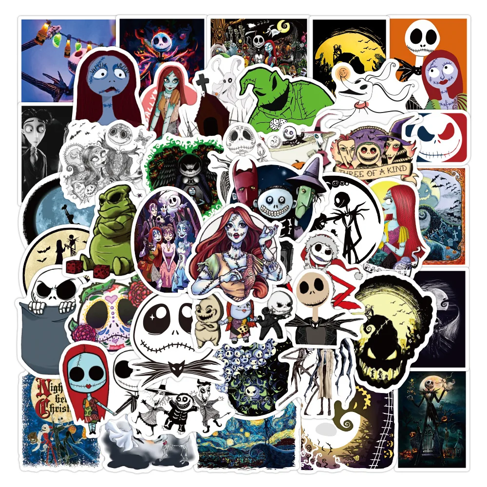 50PCS The Nightmare Before Christmas Halloween Themed Graffiti Stickers DIY Skateboard Laptop Guitar Phone Car Sticker Kid Toy