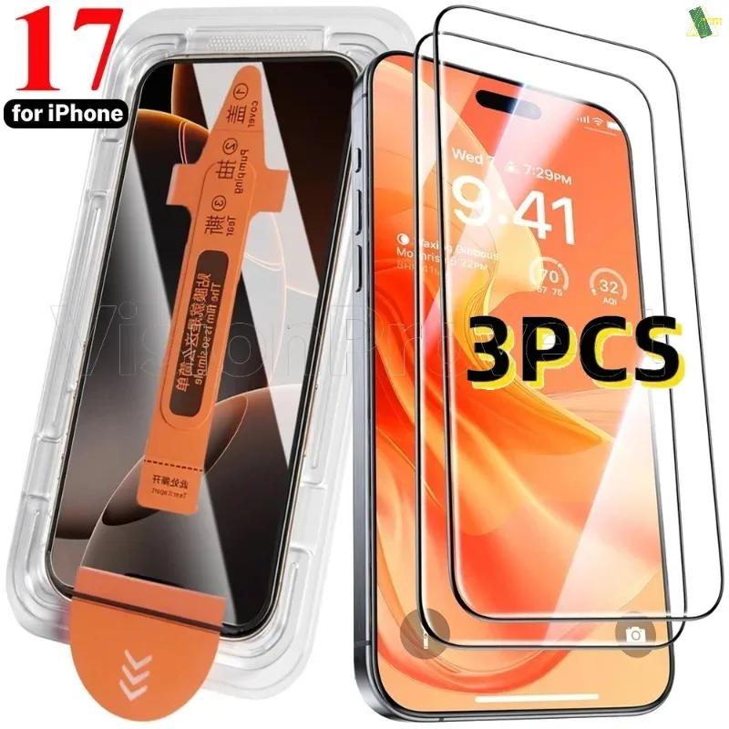 

3Pack Full Cover Tempered Glass Screen Protector for iPhone 17 16 15 14 13 12 11 Pro Max XR XS Max Scratch-Resistant Glass