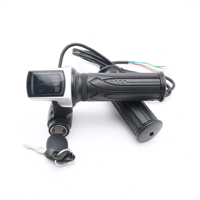 Electric Bike Throttle Grip Electric Bicycle Scooter Twist Throttle Grips With LCD Display And Power Key Locker