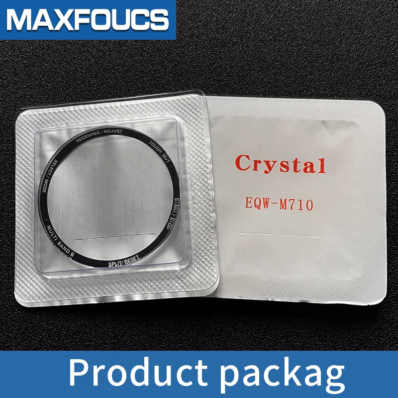 Mineral Glass Suitable For Casio Brand EQW-A500 A1110 M600D M710 Black edged white characters Flat Watch Crystal Accessory Parts