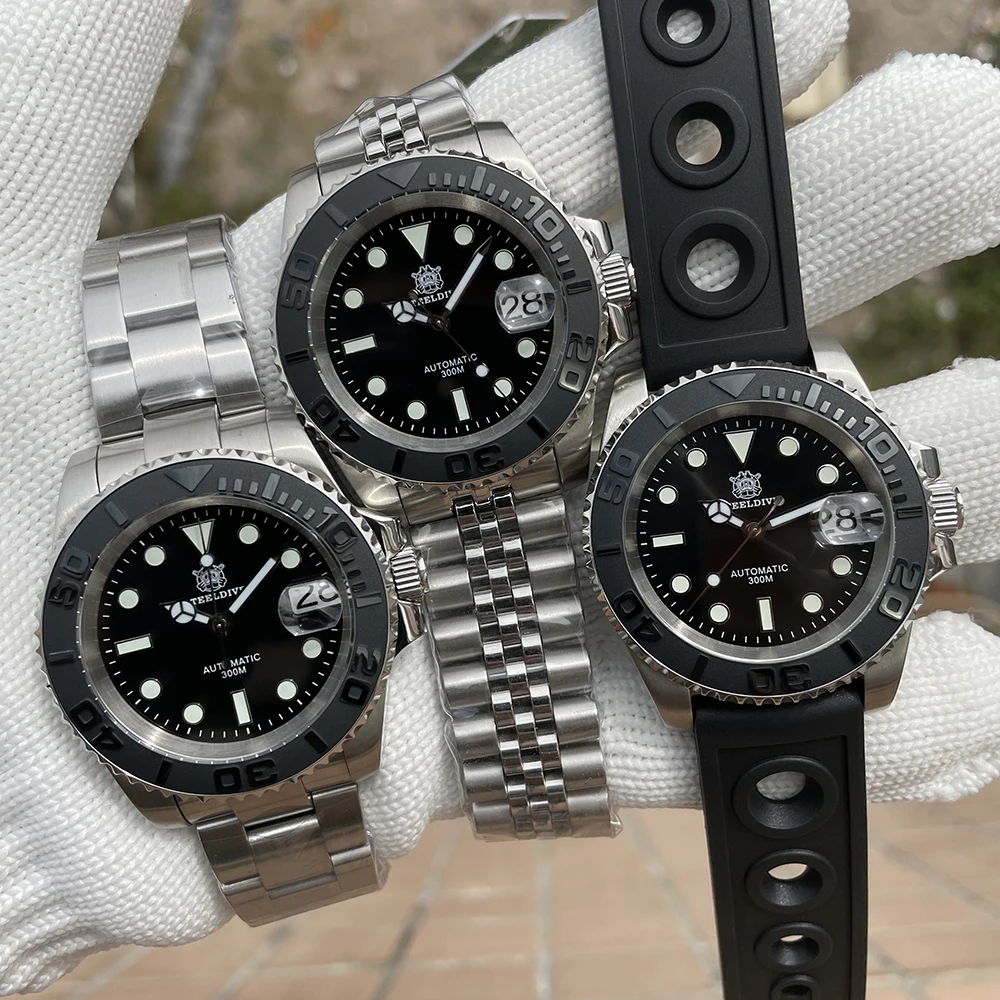 STEELDIVE Brand Black Ceramic Bezel insert 41mm Steel Case Sapphire Glass BGW9 Blue Luminous 300M Waterproof Mens Dive Watches