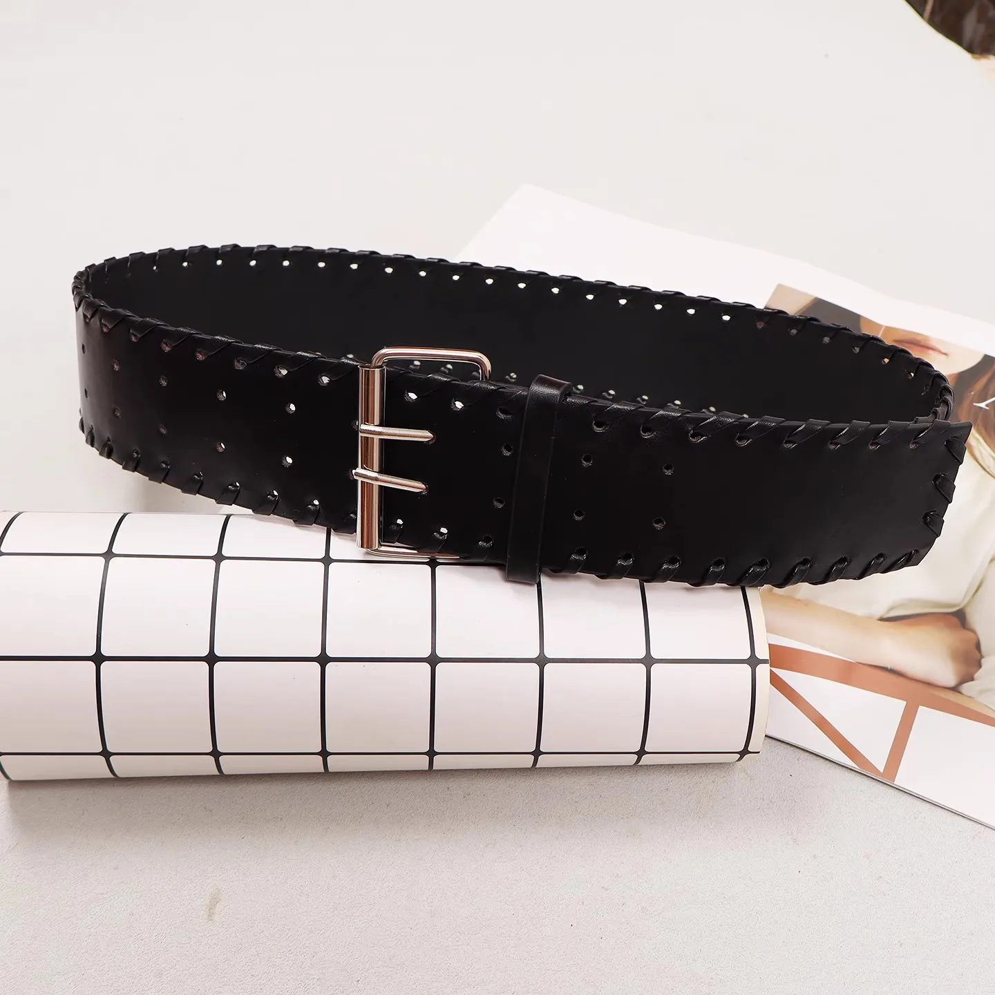 여성 빈티지 PU 가죽 Cummerbunds 여성 드레스 코르셋 허리띠 벨트 장식 와이드 벨트 R2744