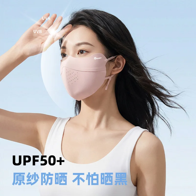 Three dimensional support sunscreen mask for women, Xia ice silk breathable eye protection, UV protection, UPF50+cooling mask