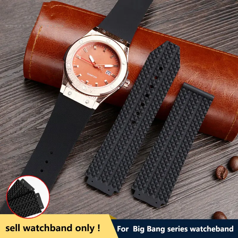 24*17Mm, 25*19Mm Verhoogde Siliconen Band Voor HU-BLOT Klassieke Fusion Big Bang Yubo Siliconen Rubberen Band Voor Heren Horloge Ketting