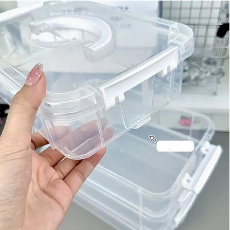 4-layer Transparent Plastic Storage Box Cover Partitioned Drawer Storage Box Building Block Storage Box Portable Storage Box gallery 2