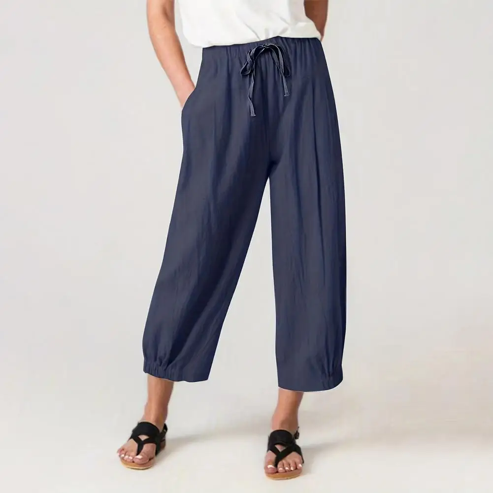 

Women Wide Leg Pants Commuting Pants Women’s High Waist Wide Leg Pants Elastic Waistband Trousers with Pockets Loose Fit