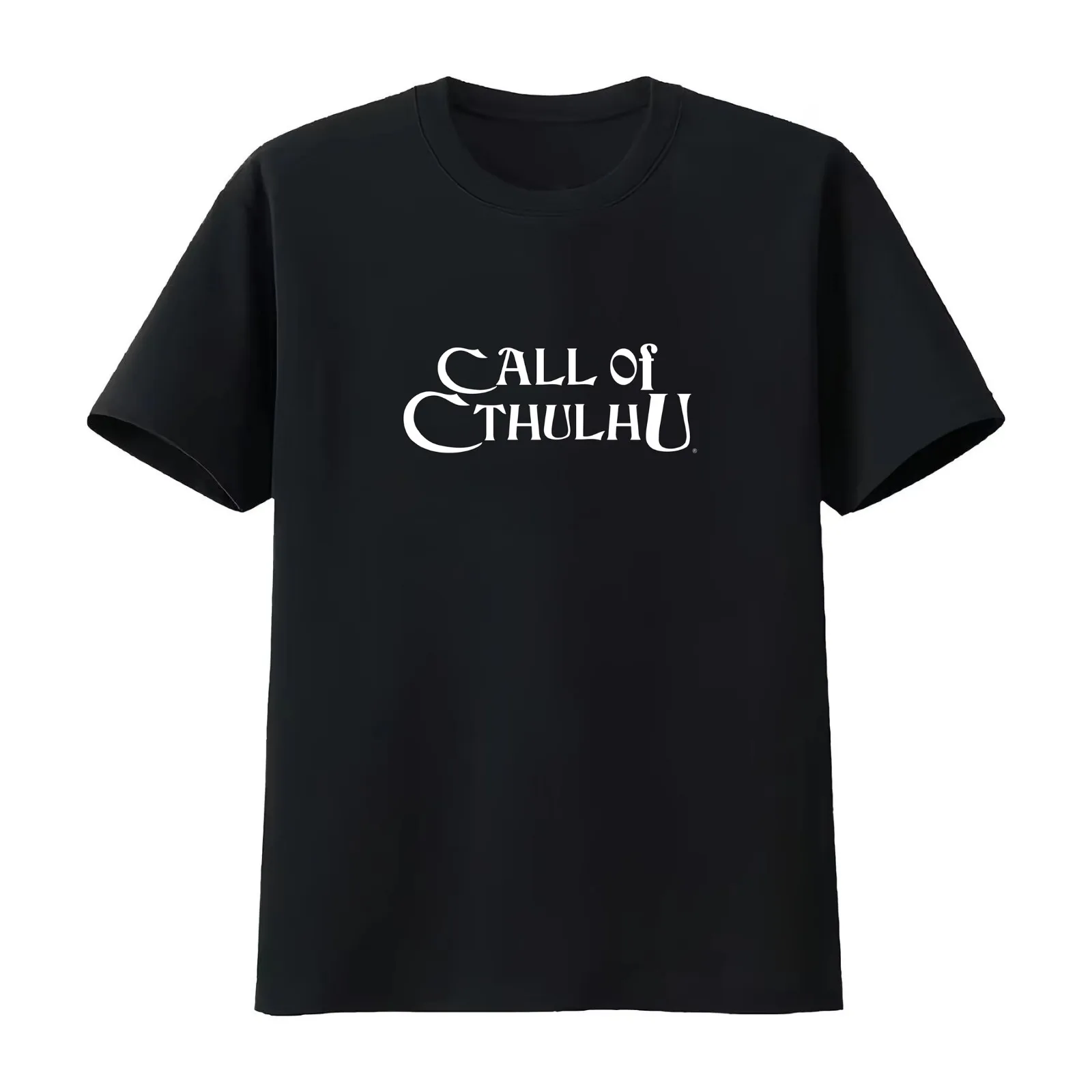 Call of Cthulhu - Logo (white) T-Shirt Summer Casual Cotton Tee Oversized Streetwear Tops Vintage Graphic Print 100% Cotton