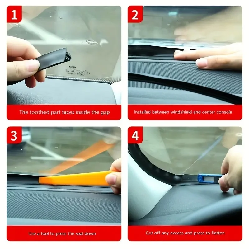 160cm Car Dashboard Sealing Strip Interior Auto Leakproof Strips Noise Sound Insulation Rubber Trim Weatherstrip Car Accessories