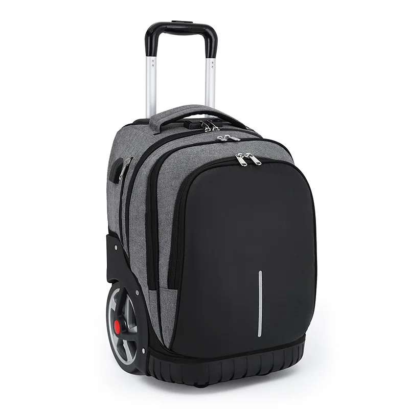 New Large Capacity Rolling Backpack Dual Trolley Unisex Business Travel Bag Student Schoolbag For Adults Carry On Travel Luggage