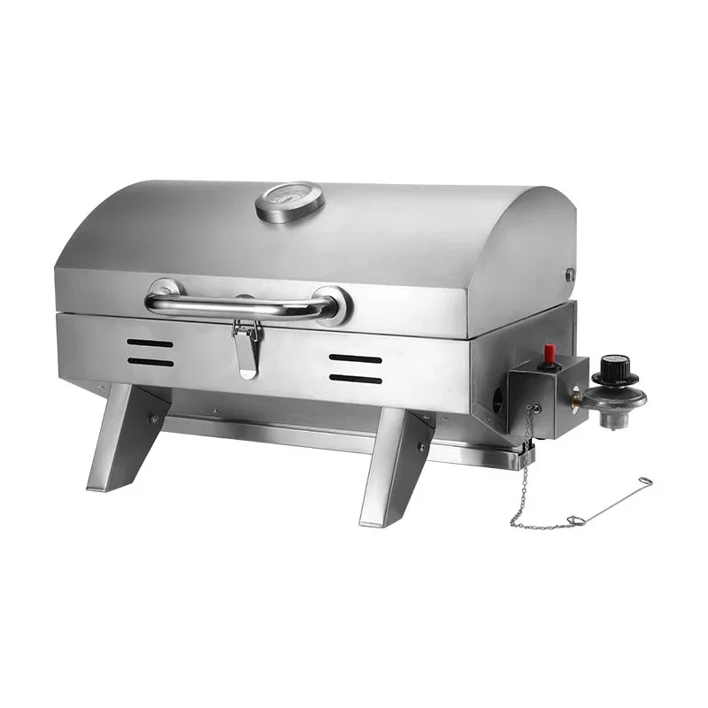 Cuisinière à barbecue en acier inoxydable avec couvercle, gril à gaz, GPL, 4,1 KW, 14000 BTU, H, température jusqu'à 350 ℃