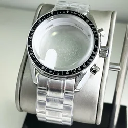 40mm stainless steel silver case Stainless steel strap suitable for VK63/VK64 timing quartz movement men's watch accessories