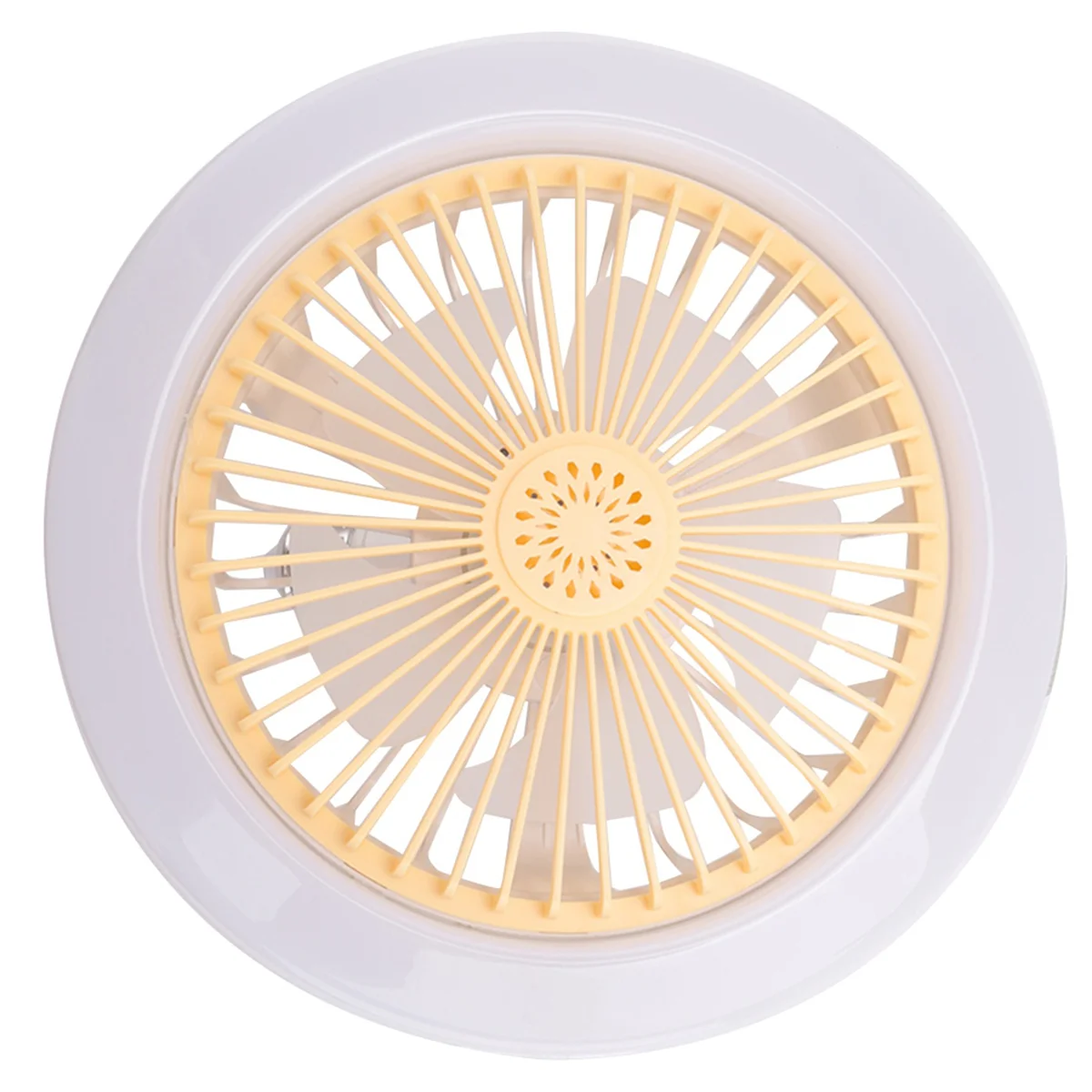 

E27 Ceiling Fan with Lights,Enclosed Low Fan Light,Hidden Electric Fan Gimbal Lamp Holder(Cream Color)