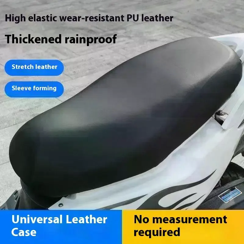 Motorcycle Seat PU Leather Cover Waterproof Dustproof Sunscreen Motorbike Scooter Cushion Seat Cover Protector Cover Accessories