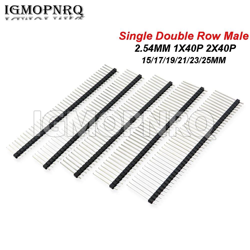 10 pz 40 Pin 1x40 2x40 lunghezza 15/17/19/21/23/25MM singola doppia fila maschio Breakable Pin Header connettore Strip per Arduino 2.54MM