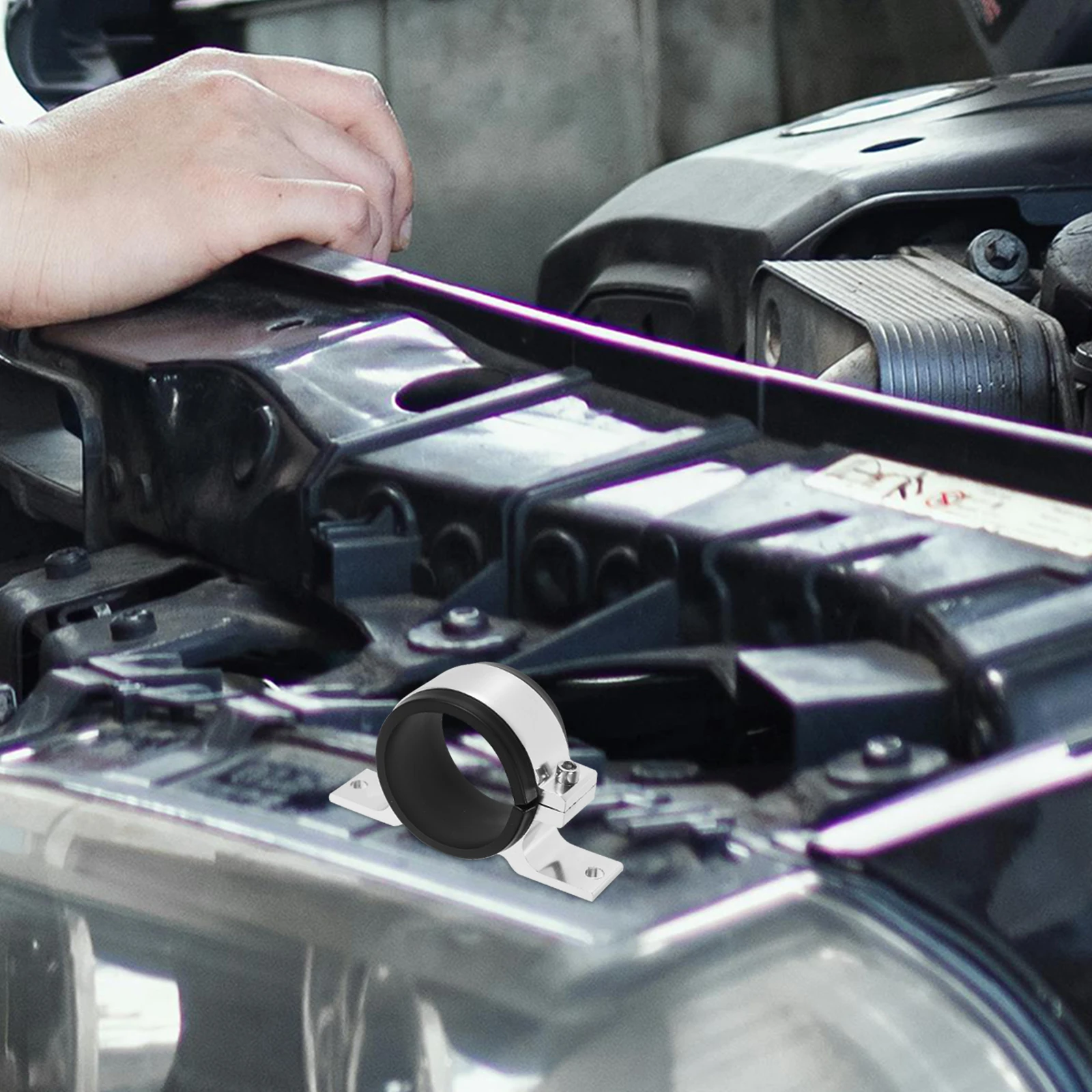 

Oil Pump Fixing Bracket 58MM Black Racing Fuel Mount Clamp Gas Tank Support Automotive Modification Kit Storage Solution