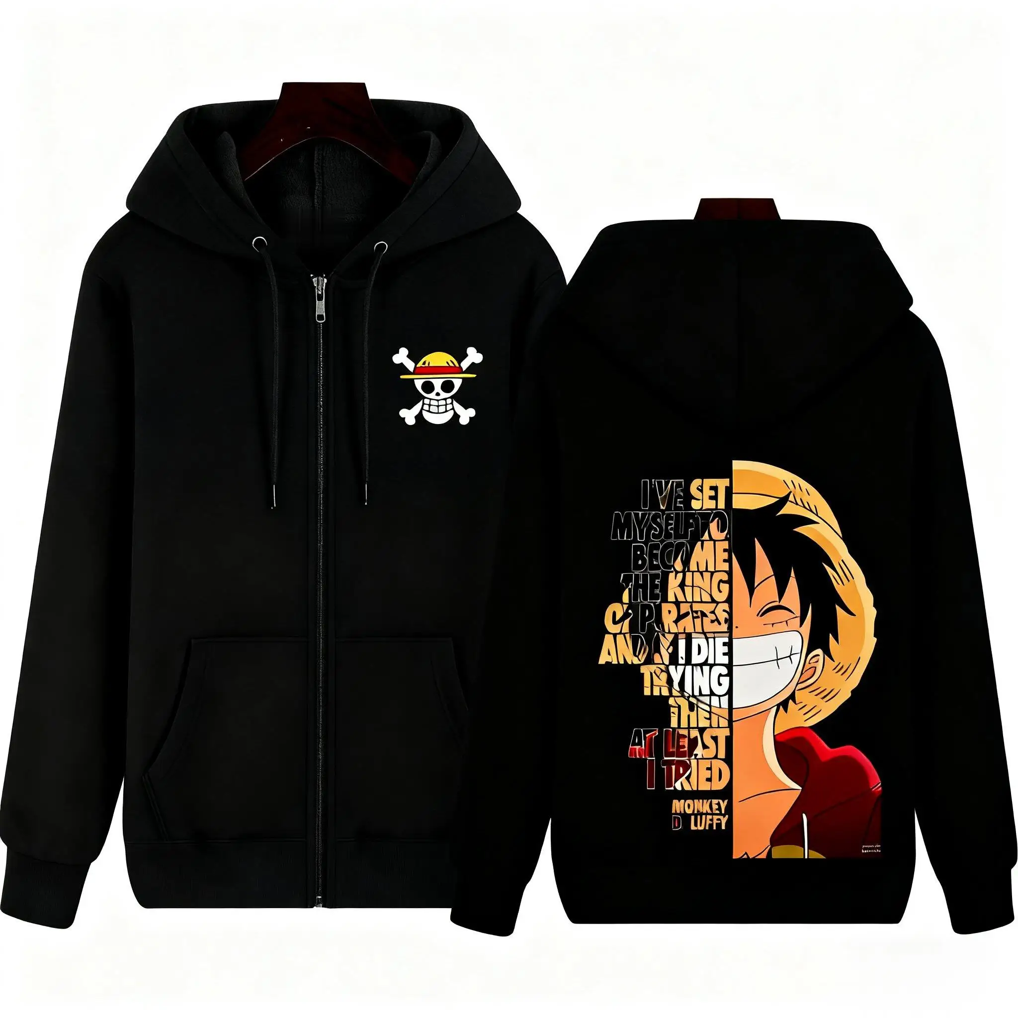Une pièce Anime sweat à capuche veste à glissière hommes femmes singe D Luffy imprimé graphique Streetwear pull décontracté à manches longues hauts automne