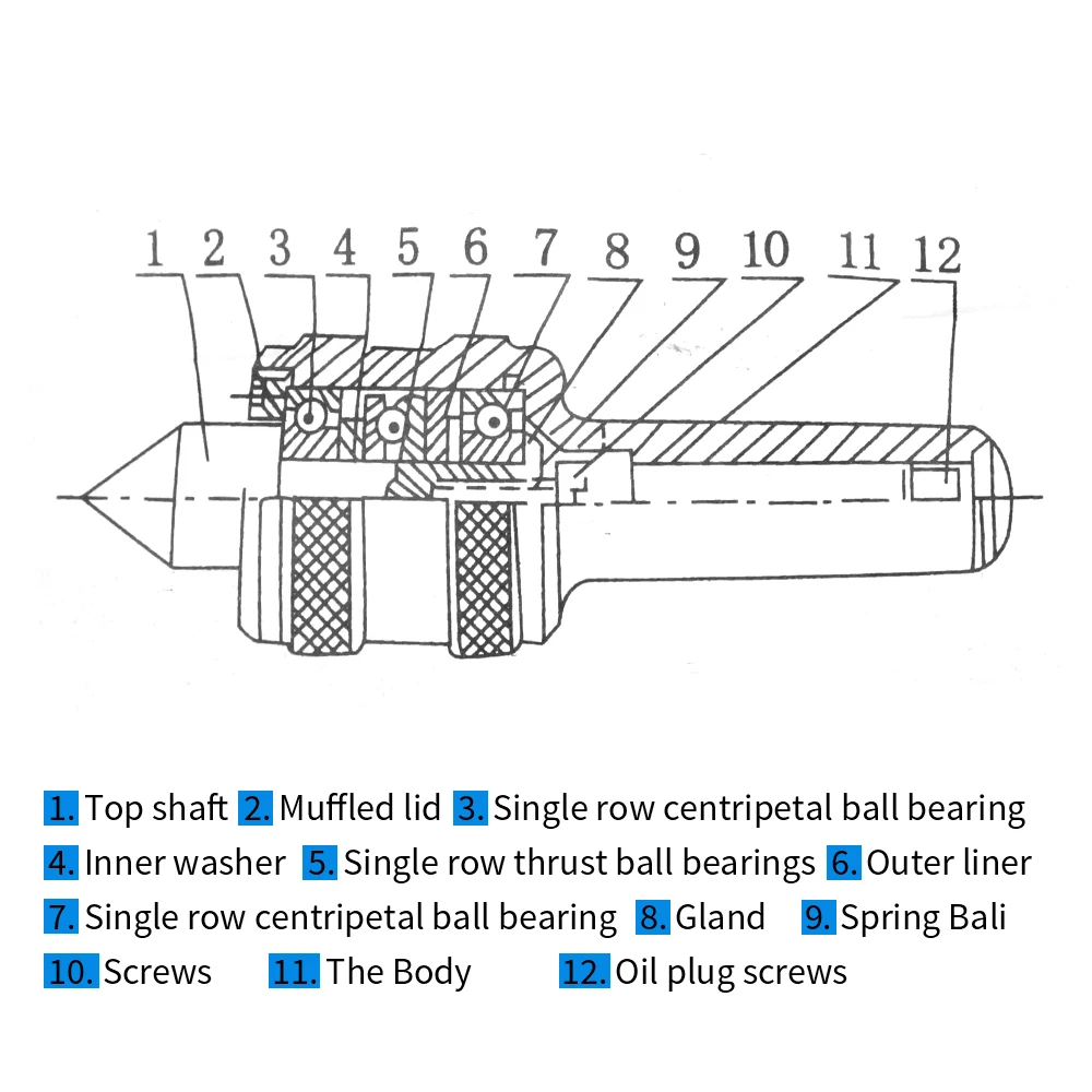 Milling Machine Accessories 58-62HRC Lathes Cone Cutter Middle Duty Live Center Precision Steel Rotar Live Center Lathes